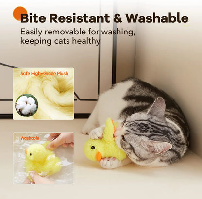 Interactive Cat Toys Rechargeable Flapping Duck Cat Toys with Catnip Duck Quacking Touch Activated Cat Toy for Indoor Cats Kitten Play Chase Exercise (No Flying)
