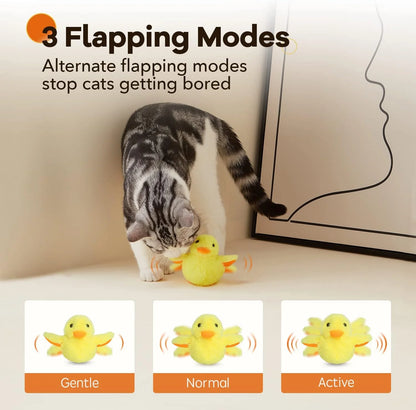 Interactive Cat Toys Rechargeable Flapping Duck Cat Toys with Catnip Duck Quacking Touch Activated Cat Toy for Indoor Cats Kitten Play Chase Exercise (No Flying)